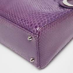 Pre Owned Dior Purple Python Medium Lady Dior Tote
