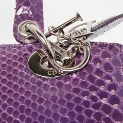 Pre Owned Dior Purple Python Medium Lady Dior Tote