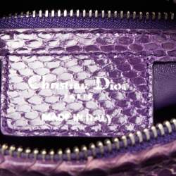 Pre Owned Dior Purple Python Medium Lady Dior Tote