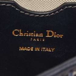 Pre Owned Dior Navy Blue Oblique Canvas and Leather CD Logo Chain Bag