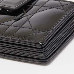 Pre Owned Dior Black Cannage Patent Leather Lady Dior 5 Gusset Card Holder