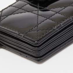 Pre Owned Dior Black Cannage Patent Leather Lady Dior 5 Gusset Card Holder