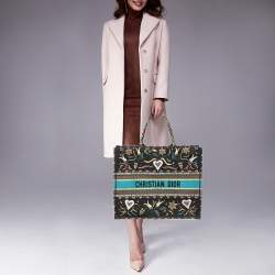 Pre Owned Dior Multicolor Embroidered Canvas Large Book Tote