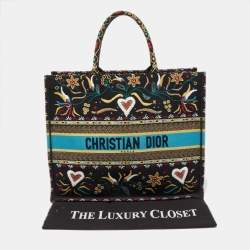 Pre Owned Dior Multicolor Embroidered Canvas Large Book Tote