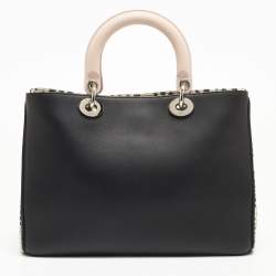 Pre Owned Dior Tri Color Leather and Snakeskin Medium Diorissimo Shopper Tote