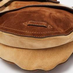 Pre Owned Dior Beige/Brown Calfhair and Suede Saddle Bag