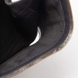 Pre Owned Dior Bronze Microcannage Patent Leather Diorama Trifold Wallet