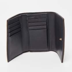 Pre Owned Dior Bronze Microcannage Patent Leather Diorama Trifold Wallet