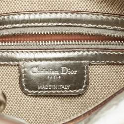 Pre Owned Dior Silver Oblique Embossed Leather Boston Bag