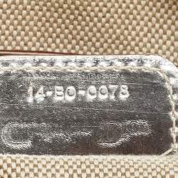 Pre Owned Dior Silver Oblique Embossed Leather Boston Bag