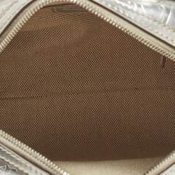 Pre Owned Dior Silver Oblique Embossed Leather Boston Bag
