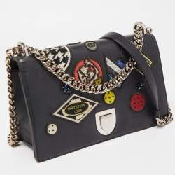 مملوكة مسبقًا Dior Black Leather Medium Patch Diorama Shoulder Bag