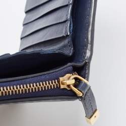 Dior Navy Blue Leather Dior D Fence Zip Wallet