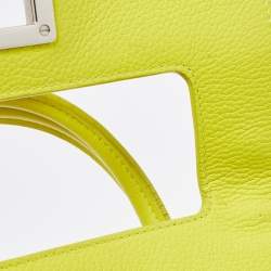 Pre Owned Dior Neon Yellow Leather Mini Diorever Top Handle Bag