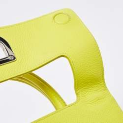 Pre Owned Dior Neon Yellow Leather Mini Diorever Top Handle Bag
