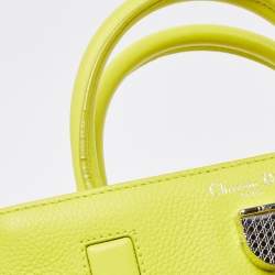 Pre Owned Dior Neon Yellow Leather Mini Diorever Top Handle Bag