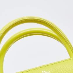 Pre Owned Dior Neon Yellow Leather Mini Diorever Top Handle Bag