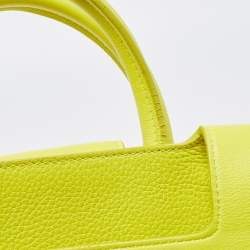 Pre Owned Dior Neon Yellow Leather Mini Diorever Top Handle Bag