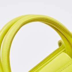 Pre Owned Dior Neon Yellow Leather Mini Diorever Top Handle Bag