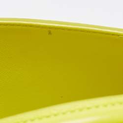 Pre Owned Dior Neon Yellow Leather Mini Diorever Top Handle Bag