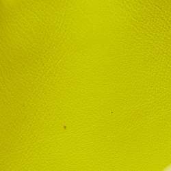 Pre Owned Dior Neon Yellow Leather Mini Diorever Top Handle Bag