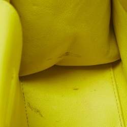 Pre Owned Dior Neon Yellow Leather Mini Diorever Top Handle Bag
