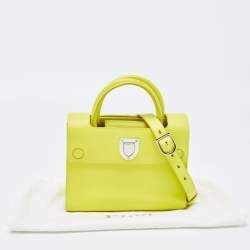 Pre Owned Dior Neon Yellow Leather Mini Diorever Top Handle Bag