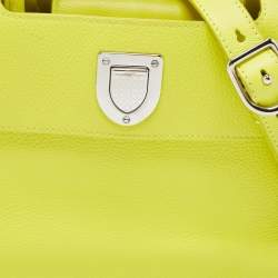 Pre Owned Dior Neon Yellow Leather Mini Diorever Top Handle Bag