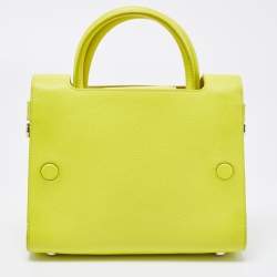 Pre Owned Dior Neon Yellow Leather Mini Diorever Top Handle Bag