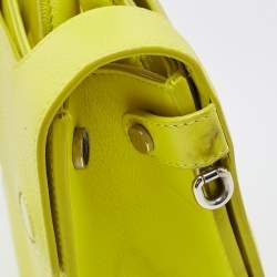 Pre Owned Dior Neon Yellow Leather Mini Diorever Top Handle Bag