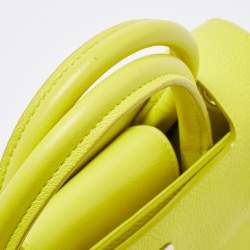 Pre Owned Dior Neon Yellow Leather Mini Diorever Top Handle Bag