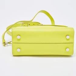 Pre Owned Dior Neon Yellow Leather Mini Diorever Top Handle Bag