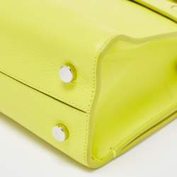 Pre Owned Dior Neon Yellow Leather Mini Diorever Top Handle Bag