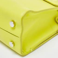 Pre Owned Dior Neon Yellow Leather Mini Diorever Top Handle Bag