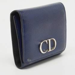 Dior Blue Patent Leather Mania Trifold Wallet
