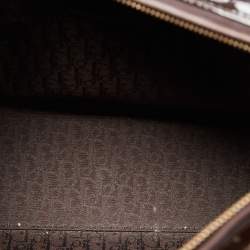 Pre Owned Dior Dark Brown Cannage Patent Leather Large Lady Dior Tote