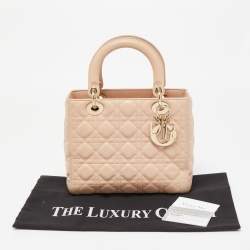 Pre Owned Dior Beige Leather Medium Lady Dior Tote
