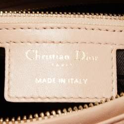 Pre Owned Dior Beige Leather Medium Lady Dior Tote