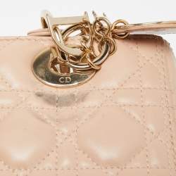 Pre Owned Dior Beige Leather Medium Lady Dior Tote