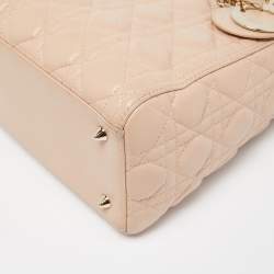 Pre Owned Dior Beige Leather Medium Lady Dior Tote