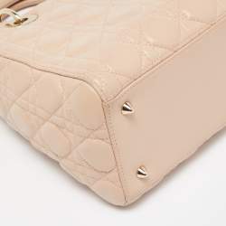 Pre Owned Dior Beige Leather Medium Lady Dior Tote