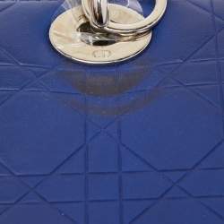 Pre Owned Dior Blue Cannage Embossed Leather Large Lady Dior Tote