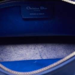 Pre Owned Dior Blue Cannage Embossed Leather Large Lady Dior Tote