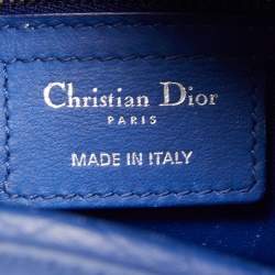 Pre Owned Dior Blue Cannage Embossed Leather Large Lady Dior Tote