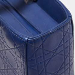 Pre Owned Dior Blue Cannage Embossed Leather Large Lady Dior Tote
