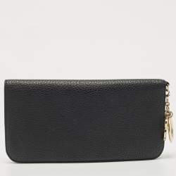 Pre Owned Dior Black/Pink Leather Diorissimo Voyageur  Zip Around Wallet