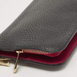 Pre Owned Dior Black/Pink Leather Diorissimo Voyageur  Zip Around Wallet