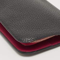 Pre Owned Dior Black/Pink Leather Diorissimo Voyageur  Zip Around Wallet