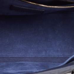 Pre Owned Dior Navy Blue Ultramatte Cannage Leather Medium Lady Dior Tote