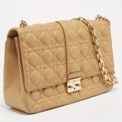 Pre Owned Dior Beige Cannage Leather Large Miss Dior Shoulder Bag